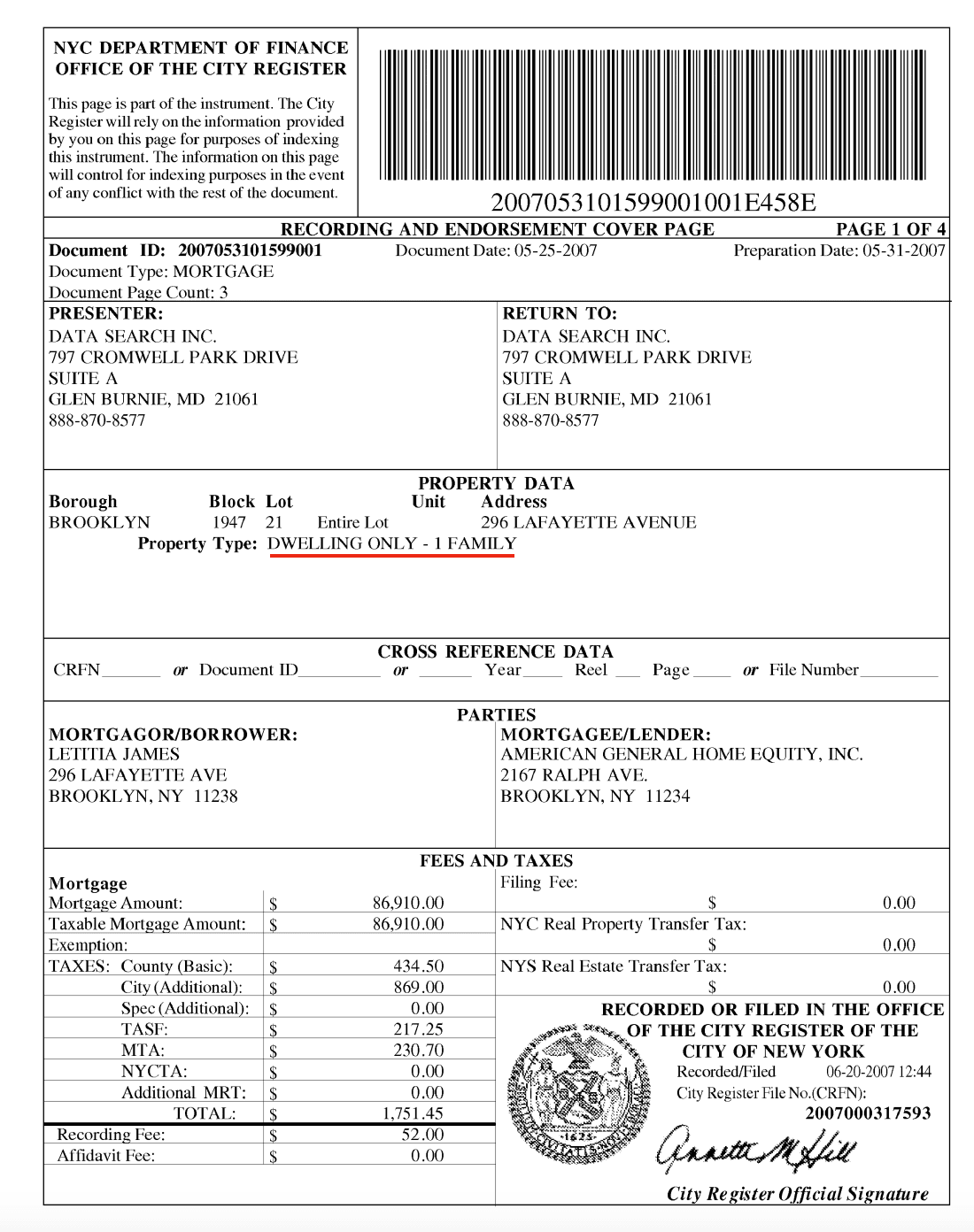 2007 MORTGAGE- FALSE 2 FAMILY RIDER